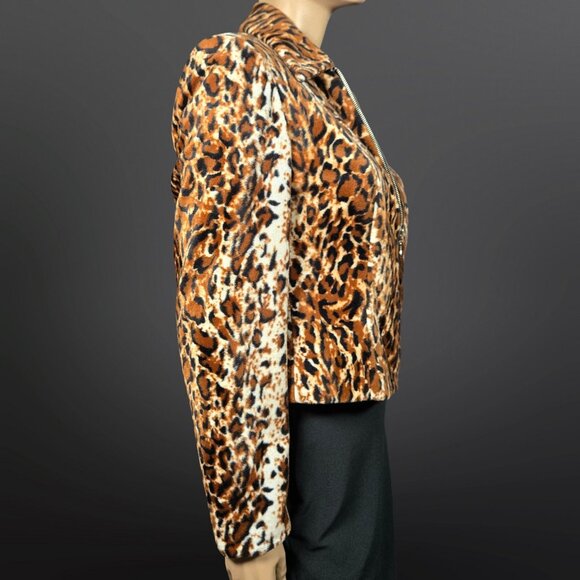 Y2K Nygard Leopard Faux Fur Jacket Size 6 Short Full Zip Indie Sleaze Grunge - Picture 10 of 11